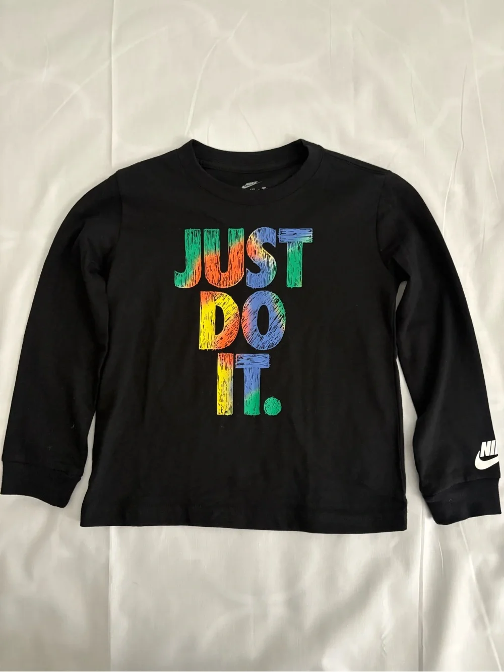 Nike Kids Black Long-Sleeve Tee with Multicolor 